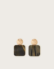 Square Marble Resin Drop Earrings, , large