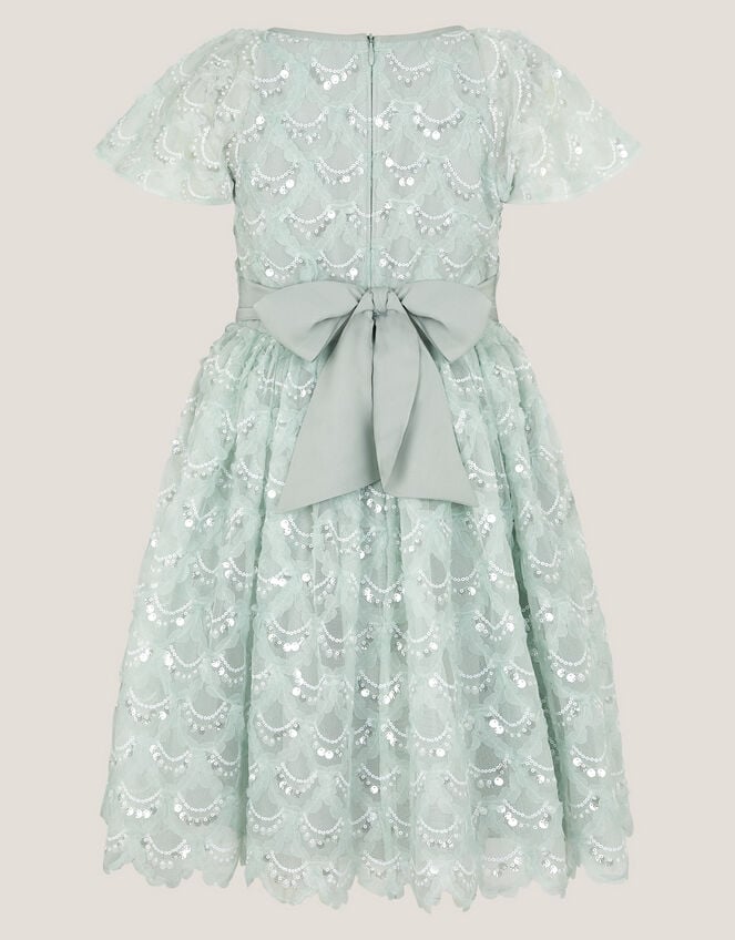 Carly Sparkle Scallop Ruffle Party Dress, Teal (TEAL), large