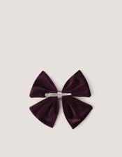 Velvet Bow Hair Clip, Purple (PURPLE), large
