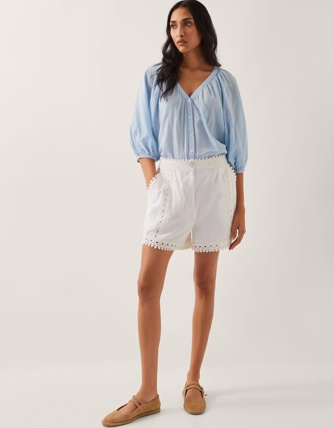 Irina High-Waisted Lace Shorts White