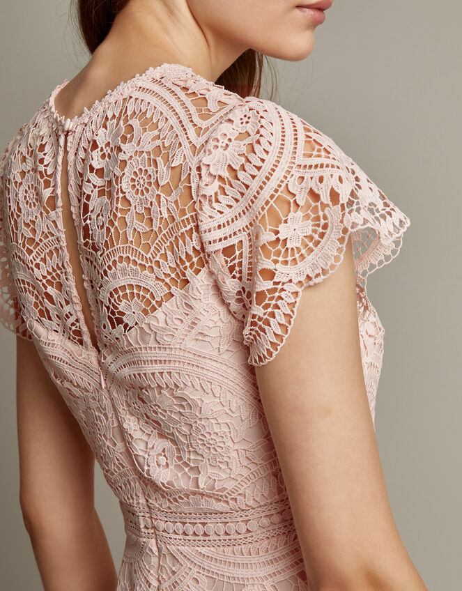 Monica Lace Midi Bridesmaid Dress, Pink (SOFT PINK), large