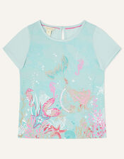 Mermaid Scene Tee, Blue (AQUA), large