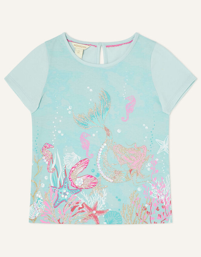 Mermaid Scene Tee, Blue (AQUA), large