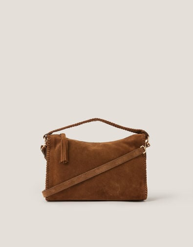 Della Suede Handbag, Tan (TAN), large