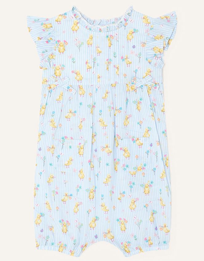 Newborn Chick Print Romper, Blue (BLUE), large