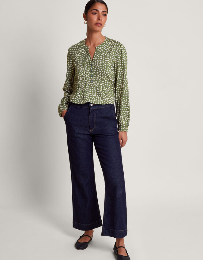 Sancha Floral Print Top, Green (GREEN), large