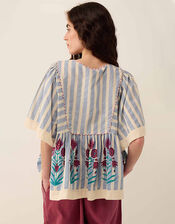 East Rylea Printed Cotton Top, Blue (BLUE), large