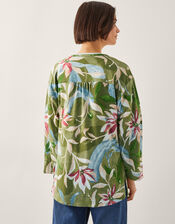 Piper Linen Blend Tie Top, Green (KHAKI), large