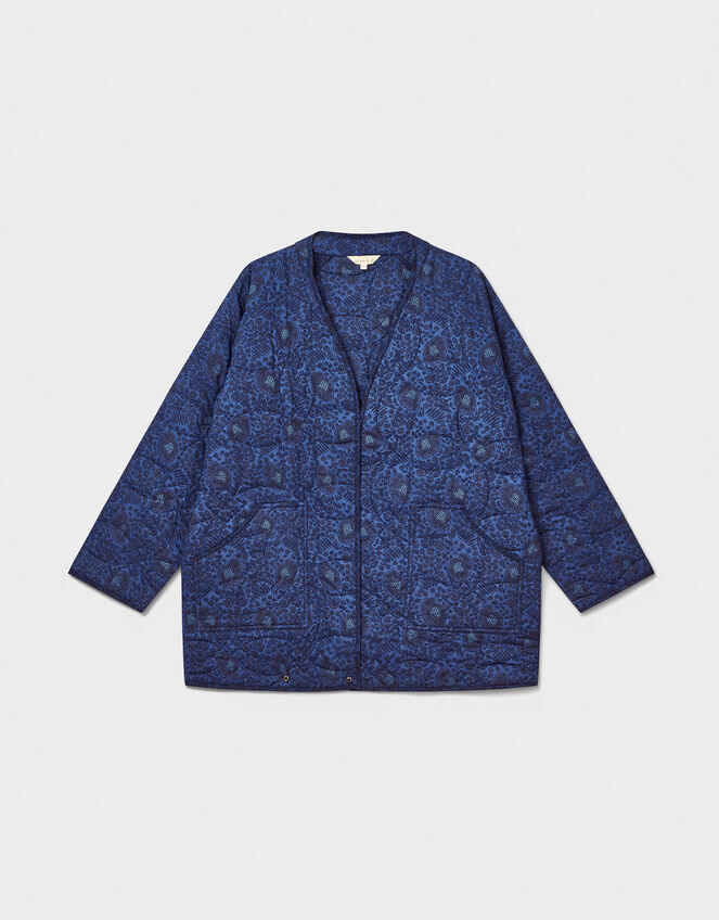 East Emelia Floral Quilted Jacket, Blue (NAVY), large