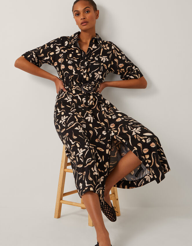 Ulla Floral Print Jersey Dress, Black (BLACK), large