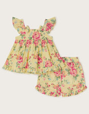 Baby Floral Top and Shorts, Yellow (YELLOW), large