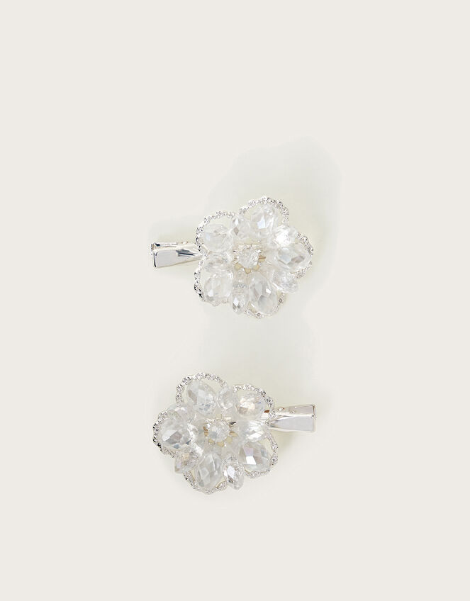 2-Pack Diamante Flower Hair Clips, , large