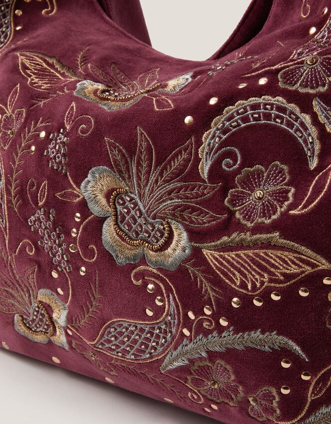 Lily Embroidered Slouch Shoulder Bag, , large