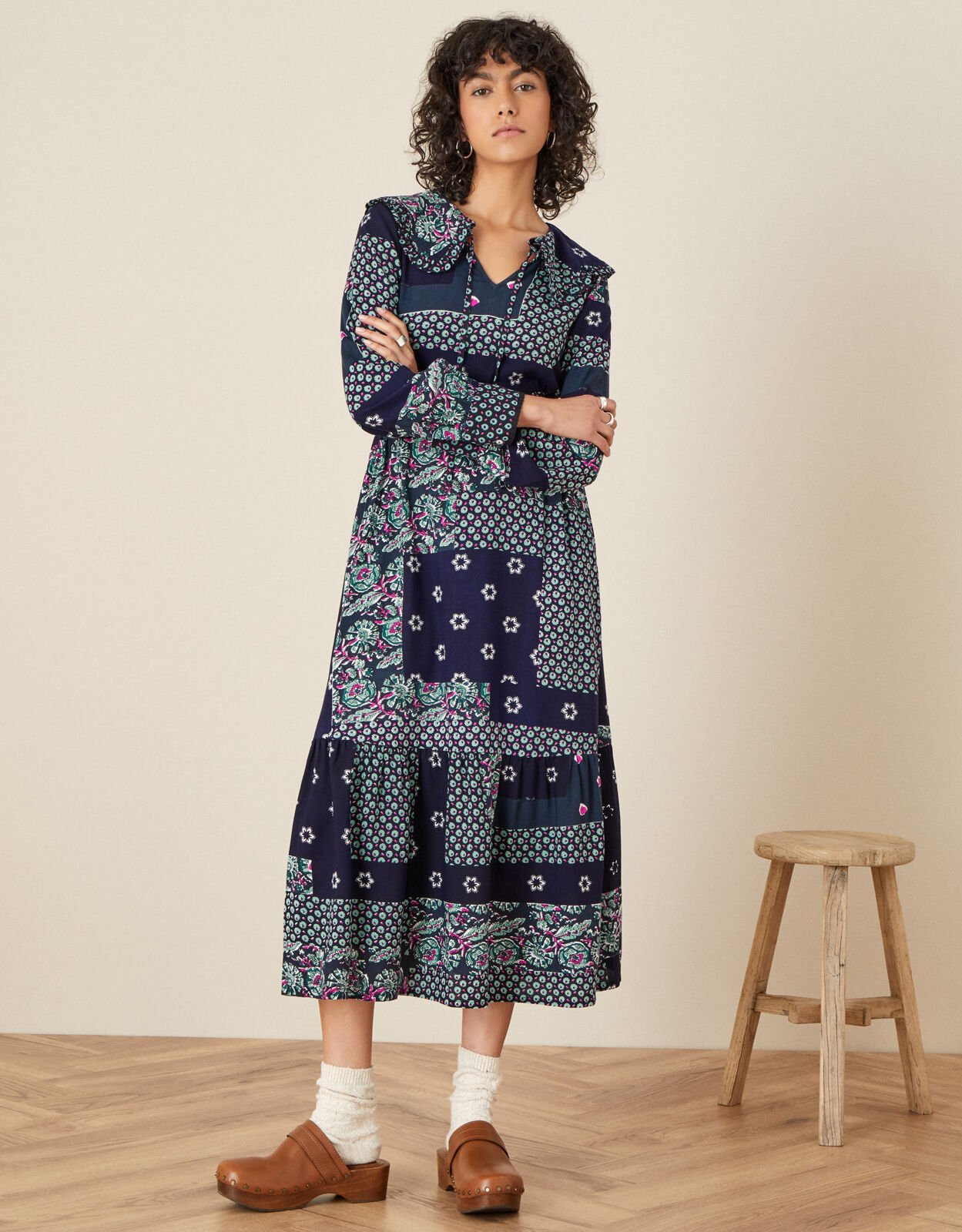 ARTISAN STUDIO Patch Print Dress Blue Day Dresses Monsoon UK