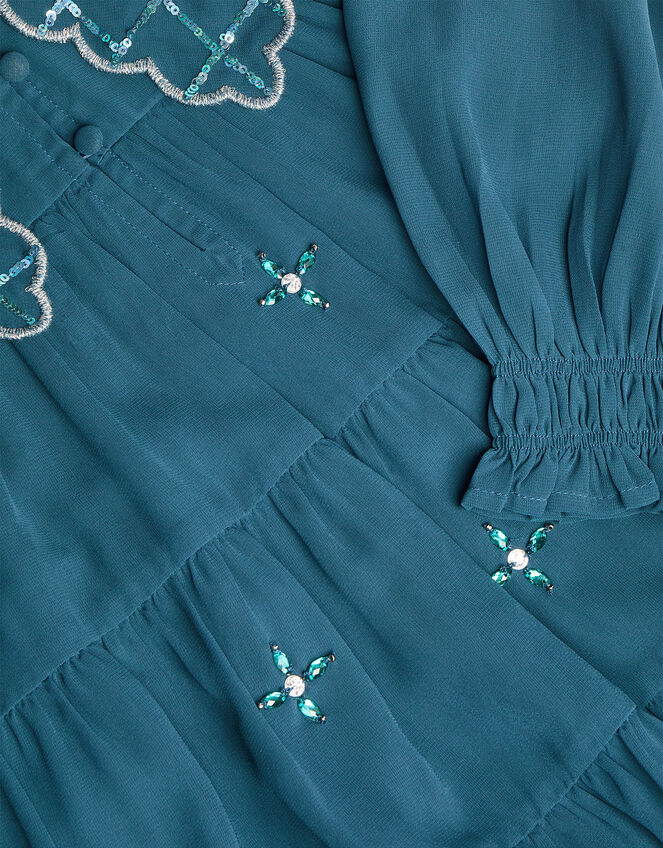 Embellished Collar Dress, Teal (TEAL), large