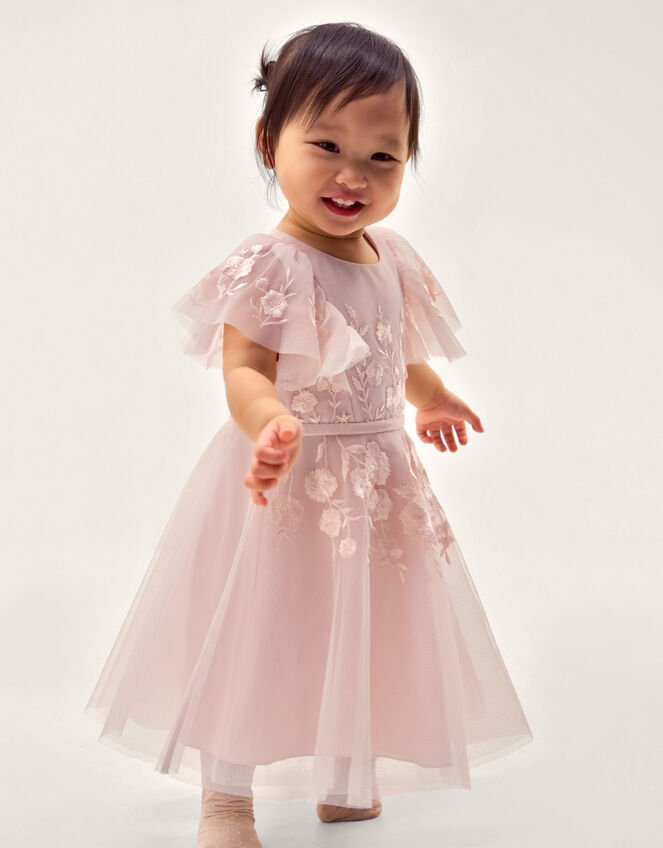 Baby Oelene Embroidered Party Dress, Pink (PALE PINK), large