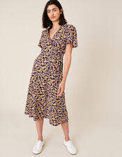 Missie Floral Dress in Organic Cotton, Blue (NAVY), large