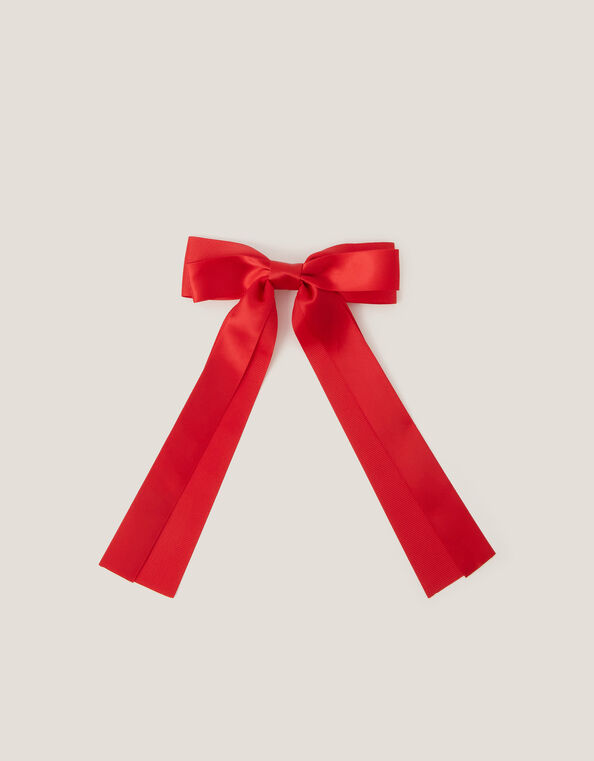 School Ribbon Bow Hair Slide, Red (RED), large