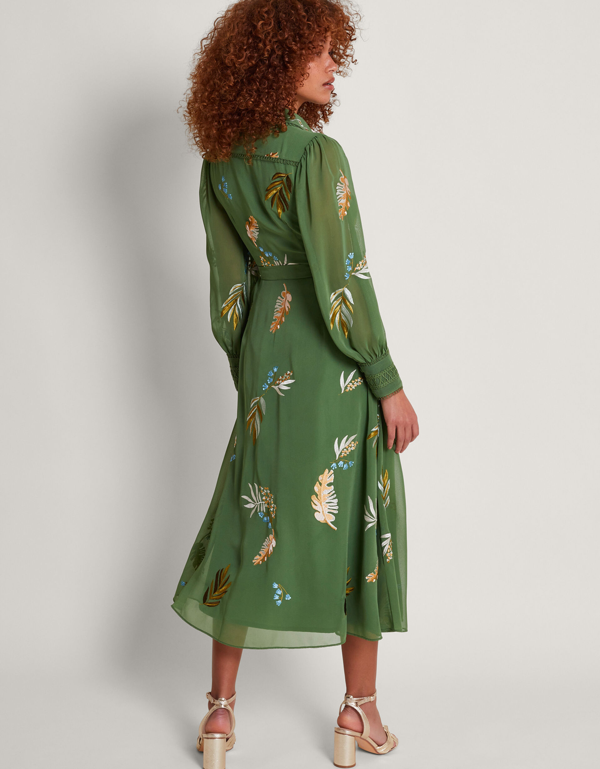 MRL-251322122 ENSIGN GREEN EMBROIDERED DRESS