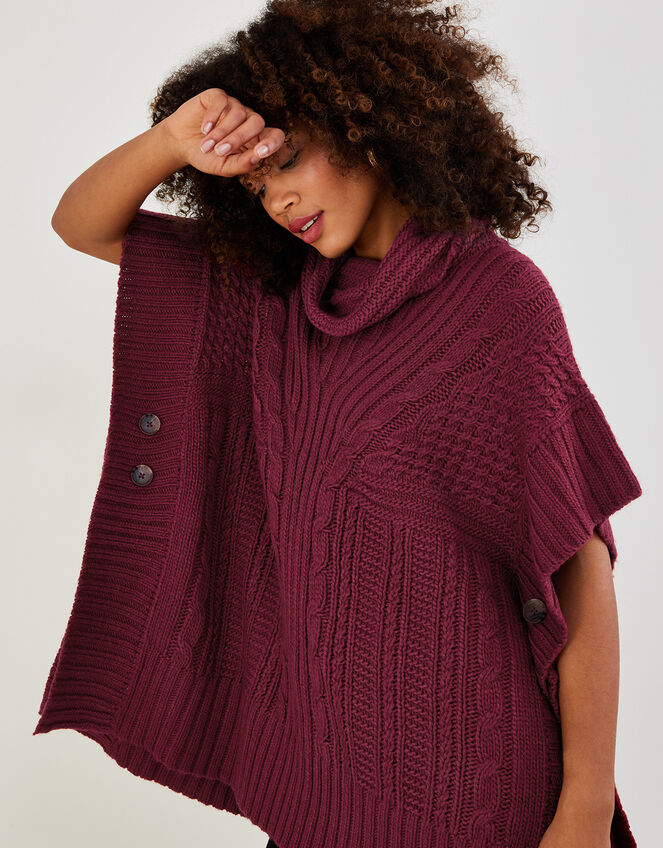 Cowl Neck Poncho Red
