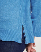 Zoya Zip Side Jumper, Blue (BLUE), large