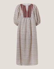 Laila Embellished Print Midi Dress, Ivory (IVORY), large