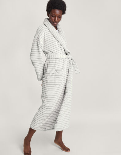 Stripe Textured Dressing Gown, Grey (GREY), large