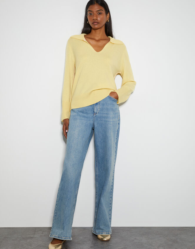 Cara Collar Cashmere Jumper, Yellow (YELLOW), large