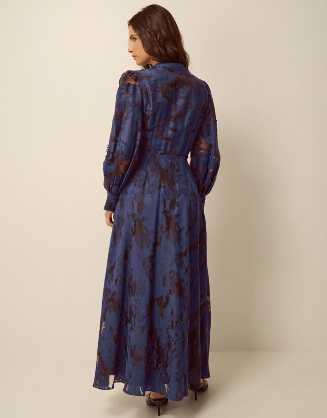 Glen Floral Jacquard Midi Dress, Blue (NAVY), large