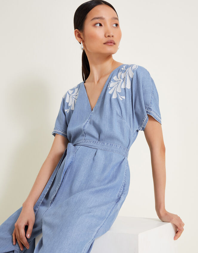 Jael Embroidered Jumpsuit, Blue (DENIM BLUE), large