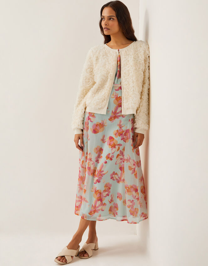 Fi Floral Knit Cardigan, Ivory (IVORY), large