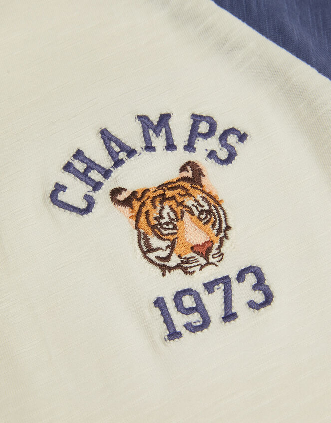 Tiger Raglan Cotton T-Shirt, Ivory (IVORY), large