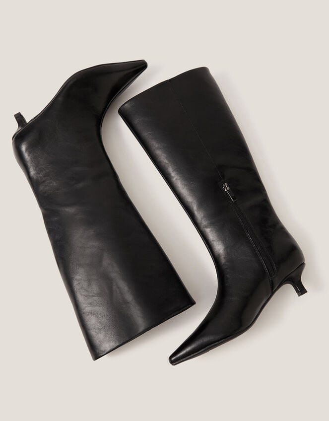 Kate Pointed Kitten Heel Boots, Black (BLACK), large