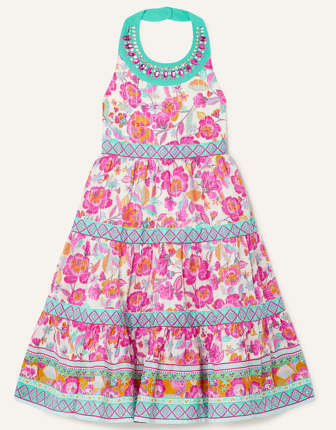 Floral Halter Neck Dress , Pink (PINK), large