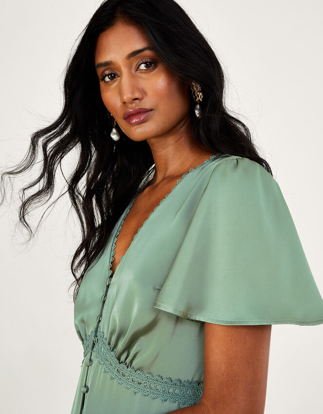 It's Giving Style Satin Maxi Dress Green main image 1