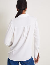 Sandra Plain Floral-Button Shirt , Ivory (IVORY), large