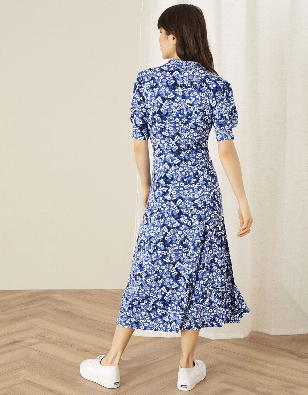 Darella Ditsy Print Jersey Shirt Dress Blue | Day Dresses | Monsoon UK.