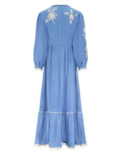 East Embroidered Long Sleeve Dress, Blue (BLUE), large