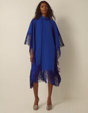 Novi High-Neck Fringe Mini Dress, Blue (COBALT), large