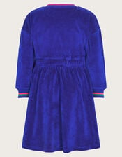 Velour Tie-Waist Dress, Blue (BLUE), large