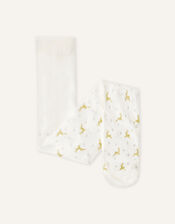 Glitter Reindeer Christmas Tights, Ivory (IVORY), large
