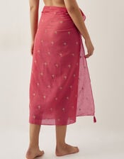 Ivy Palm Embroidered Sarong, Orange (CORAL), large