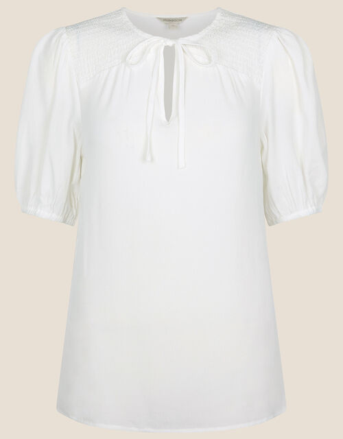 Shirred Shirt with LENZING™ ECOVERO™, Ivory (IVORY), large