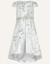 Mira Jacquard Dress, Silver (SILVER), large