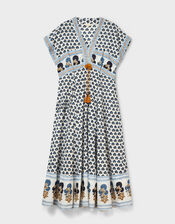 East Lainey Print Short Sleeve Midi Dress, Blue (BLUE), large