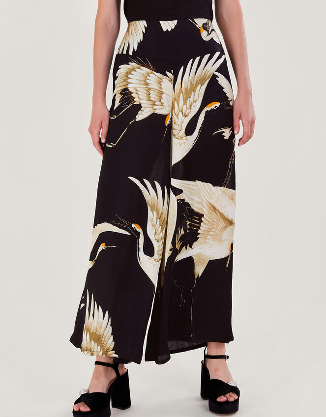 One Hundred Stars Stork Print Trousers, Black (BLACK), large