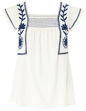 Ester Embroidered Square Neck Top, Ivory (IVORY), large