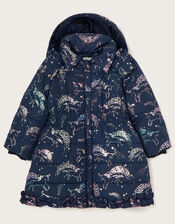 Foil Unicorn Padded Coat with Faux Fur Collar, Multi (MULTI), large