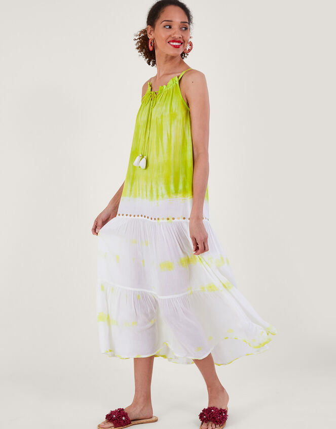 Tie Dye Maxi Dress, Yellow (YELLOW), large