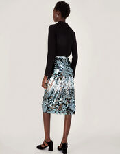 Sia Sequin Midi Skirt, Silver (SILVER), large